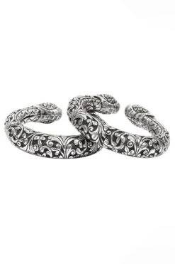 Sangeeta Boochra Handcrafted Silver Cuffs With Peacock Motif -Celestiagem Jewelry Shop sbb 1104 4