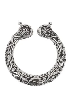 Sangeeta Boochra Handcrafted Silver Cuffs With Peacock Motif -Celestiagem Jewelry Shop sbb 1104 5