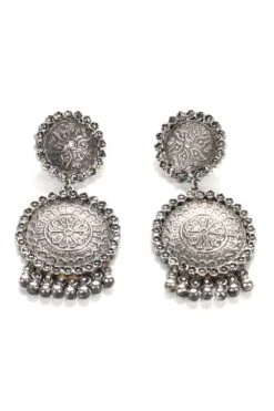 Sangeeta Boochra Silver Handmade Earrings Studded With Kundan