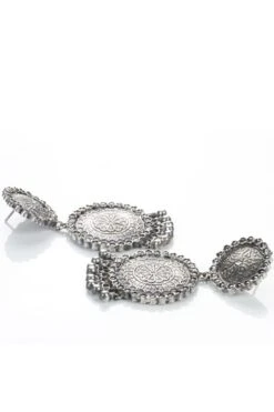 Sangeeta Boochra Silver Handmade Earrings Studded With Kundan -Celestiagem Jewelry Shop sbe 5152 3