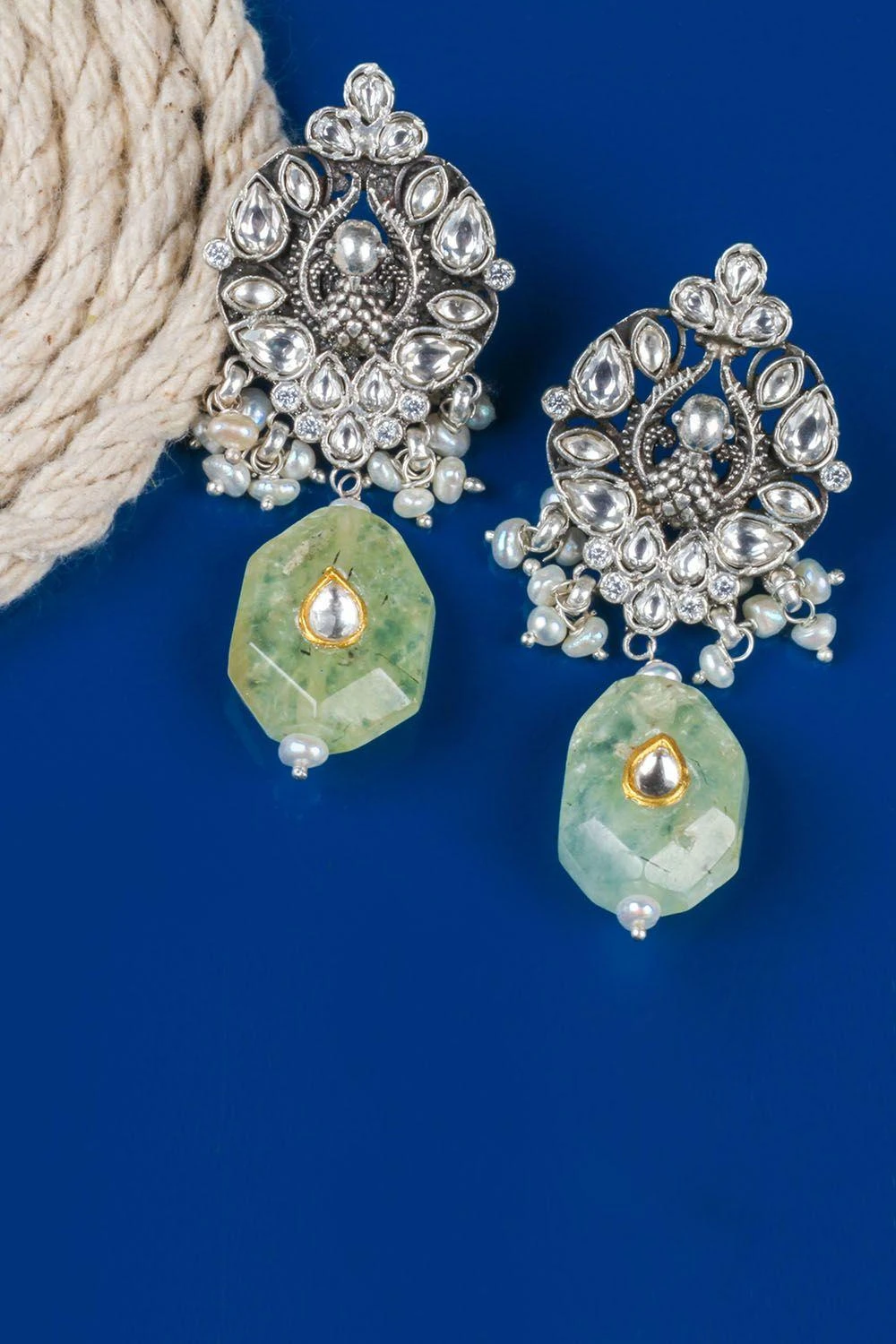 Sangeeta Boochra Silver Handmade Kundan Studded Earrings 4 Sangeeta Boochra Silver Handmade Kundan Studded Earrings - Image 2