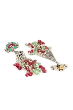 Sangeeta Boochra Pink & Emerald Stone Hanging Jhumka Earrings -Celestiagem Jewelry Shop sbe 5446 3