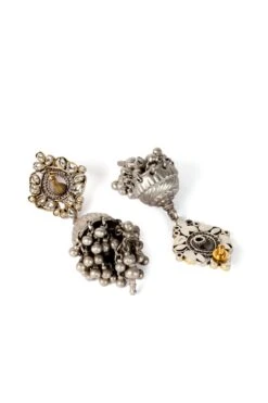 Sangeeta Boochra Handcrafted Silver Jhumka Earrings -Celestiagem Jewelry Shop sbe 5456 3