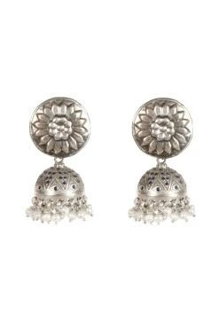 Sangeeta Boochra Handcrafted Silver Earrings With Pearls