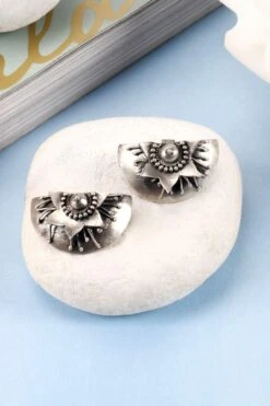 Sangeeta Boochra Handcrafted Silver Crescent Studs