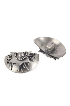 Sangeeta Boochra Handcrafted Silver Crescent Studs -Celestiagem Jewelry Shop sbe 60183 3