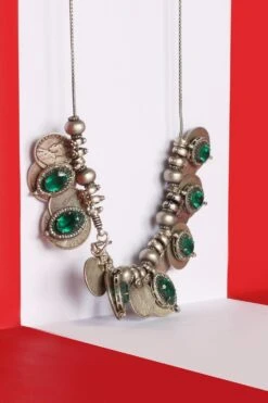 Sangeeta Boochra Emerald Silver Necklace