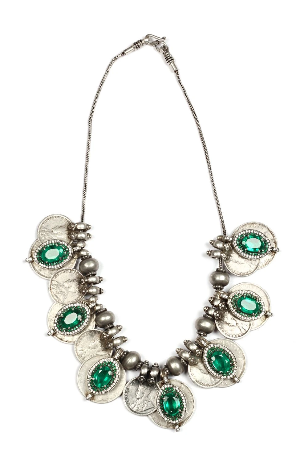 Sangeeta Boochra Emerald Silver Necklace 4 Sangeeta Boochra Emerald Silver Necklace - Image 2