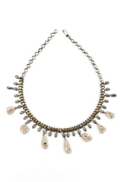 Sangeeta Boochra Silver Necklace With Pink Semi Precious Stones