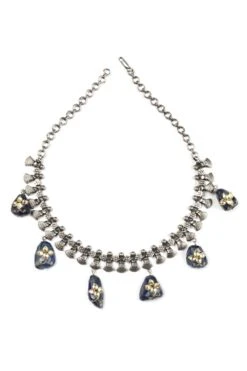 Sangeeta Boochra Handcrafted Silver Necklaace With Indigo Stones
