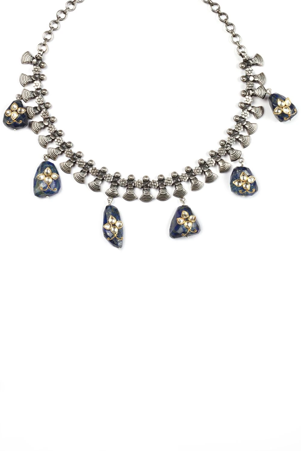 Sangeeta Boochra Handcrafted Silver Necklaace With Indigo Stones 4 Sangeeta Boochra Handcrafted Silver Necklaace With Indigo Stones - Image 2