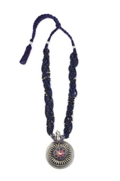 Sangeeta Boochra Inidigo Necklace With Lotus Pendant