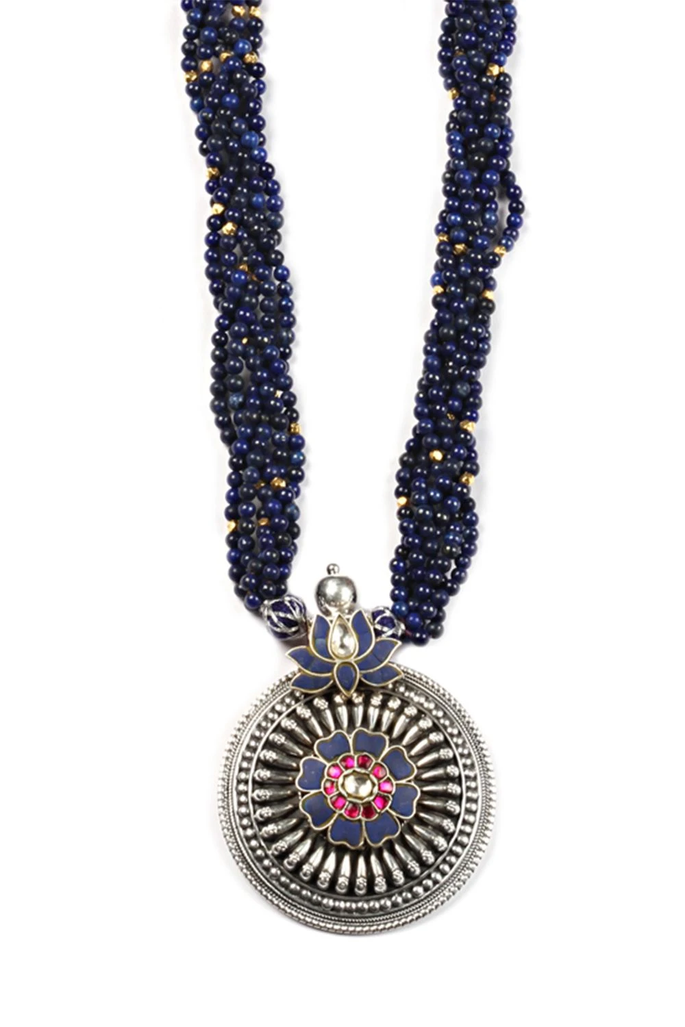 Sangeeta Boochra Inidigo Necklace With Lotus Pendant 4 Sangeeta Boochra Inidigo Necklace With Lotus Pendant - Image 2