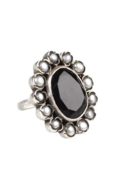 Sangeeta Boochra Silver Handmade Black Stone Ring