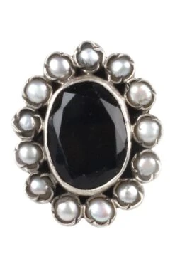 Sangeeta Boochra Silver Handmade Black Stone Ring -Celestiagem Jewelry Shop sbr 5362 2