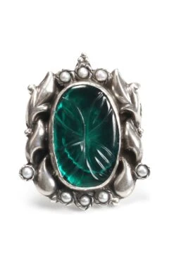 Sangeeta Boochra Handcrafted Silver Ring With Emerald Stone -Celestiagem Jewelry Shop sbr 5368 4