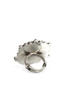 Sangeeta Boochra Handcrafted Silver Ring With Emerald Stone -Celestiagem Jewelry Shop sbr 5368 5