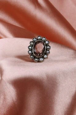 Sangeeta Boochra Handcrafted Silver Ring With Gem Stone -Celestiagem Jewelry Shop sbr 5369 3