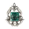 Sangeeta Boochra Handcrafted Silver Ring With Emerald Glass Stone