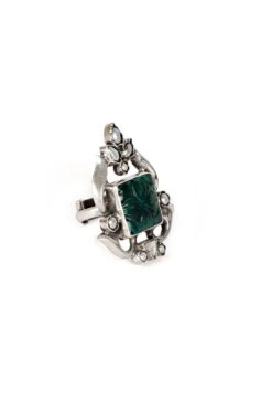 Sangeeta Boochra Handcrafted Silver Ring With Emerald Glass Stone 8 Sangeeta Boochra Handcrafted Silver Ring With Emerald Glass Stone -Celestiagem Jewelry Shop sbr 5373 3